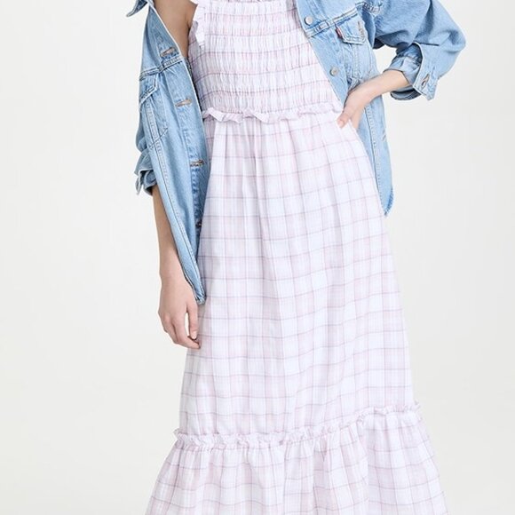 English Factory Plaid Midi Dress with Ruffles - NWOT, Excellent Condition - Picture 2 of 6